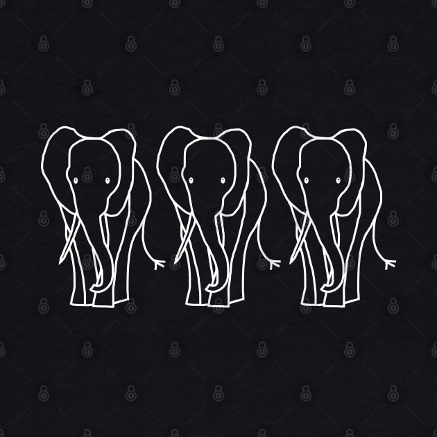 White Line Three Elephants by ellenhenryart